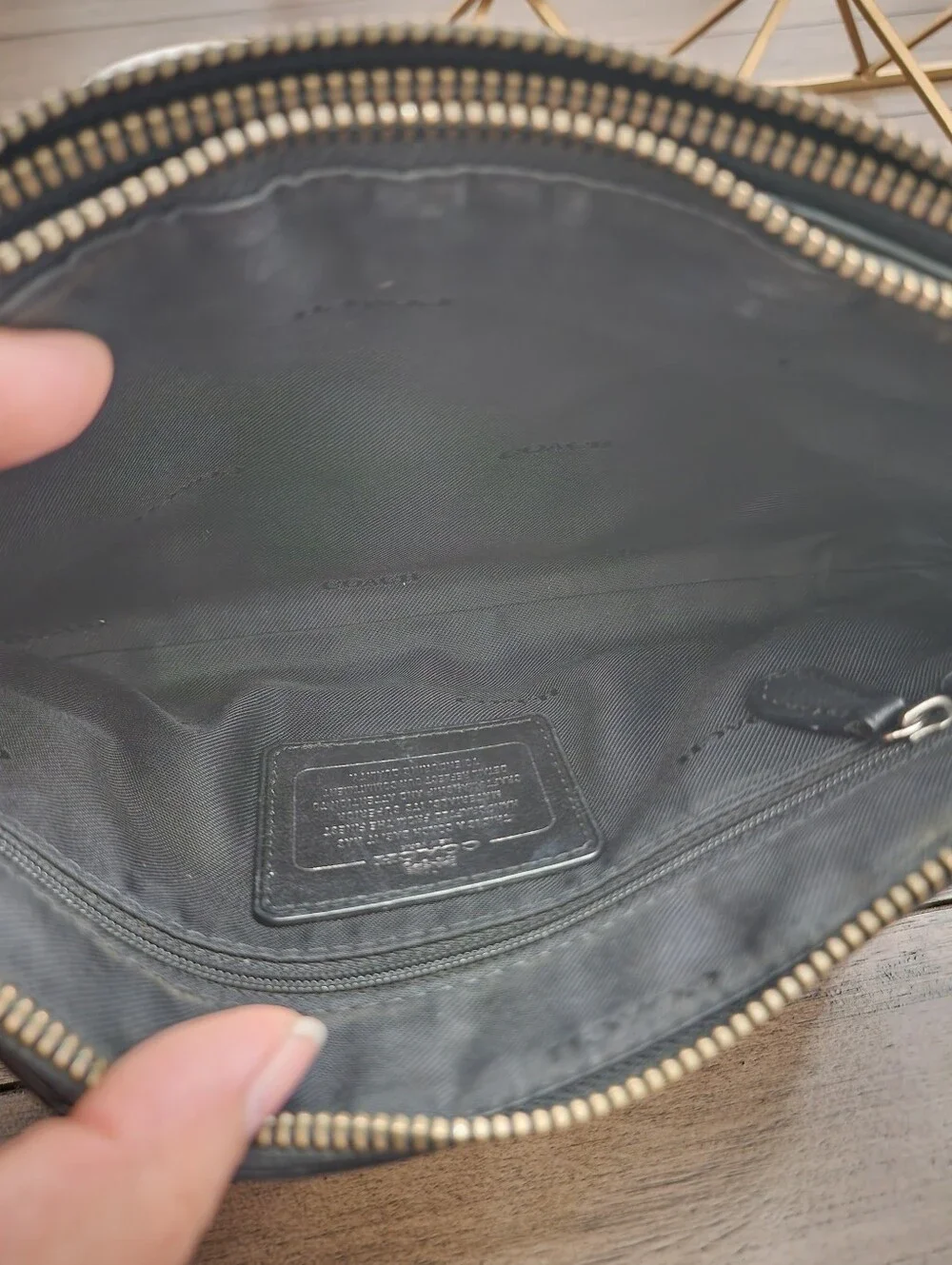 Coach Leather Clutch Crossbody - Black & Tan